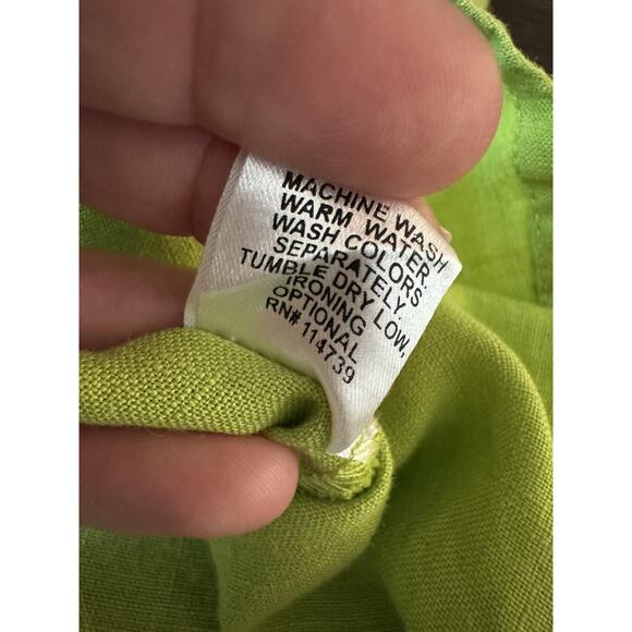 Flax Tunic Dress Womens 4-6 Green 100% Linen Sleeveless V Neck Tank Summer - Picture 6 of 8